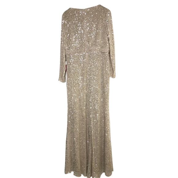 Ieena for Mac Duggal Dress Sequined Long Sleeve Evening Gown Maxi  NWT 12 - Picture 6 of 14